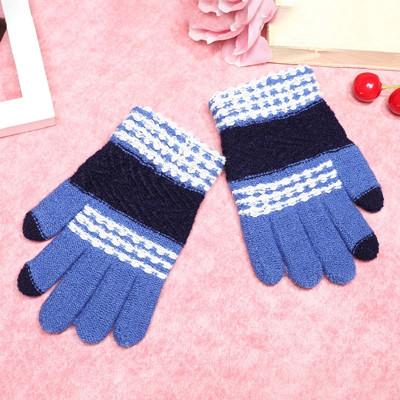 Детские зимние теплые перчатки для мальчиков, стильные полосатые перчатки FS0477