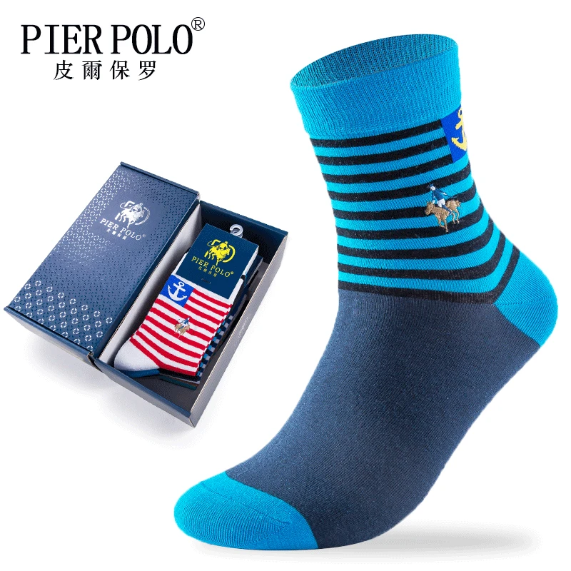 

PIER POLO fashion men's casual gift socks solid color cotton socks deodorant breathable men's socks 5 pairs of beautiful boxed