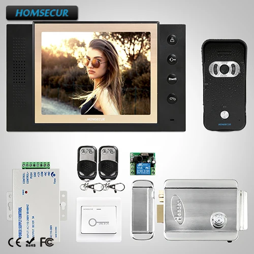 

HOMSECUR 8" Video Door Entry Security Intercom Electric Lock+Keys Included TC021-B + TM801-B