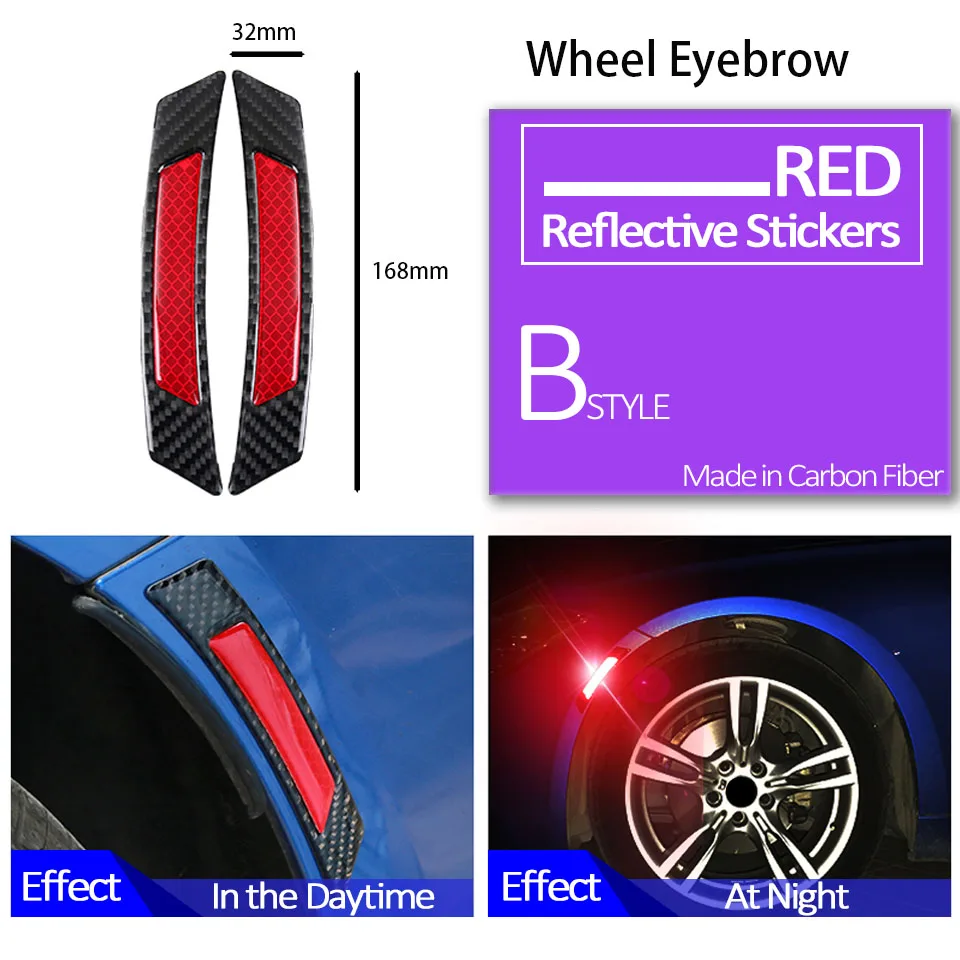 Автомобильная Светоотражающая полоса из углеродного волокна защитная наклейка для Alfa Romeo 159 Chevrolet Aveo Captiva Ford Focus 3 Fiesta Mondeo Fusion - Название цвета: Wheel Black Red