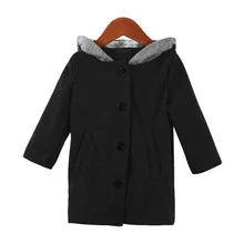 Oeak пальто с капюшоном и ушками для маленьких девочек; сезон осень-зима; теплая верхняя одежда; пальто для малышей