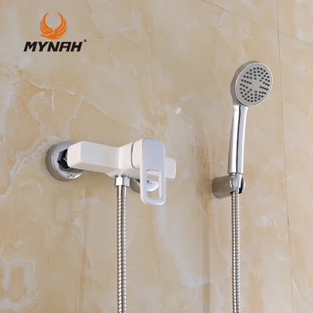 

MYNAH Russia Free Shipping Bathroom Shower Faucets White bathtub water valve Wall Mounted Waterfall Bathtub Faucet M2049J