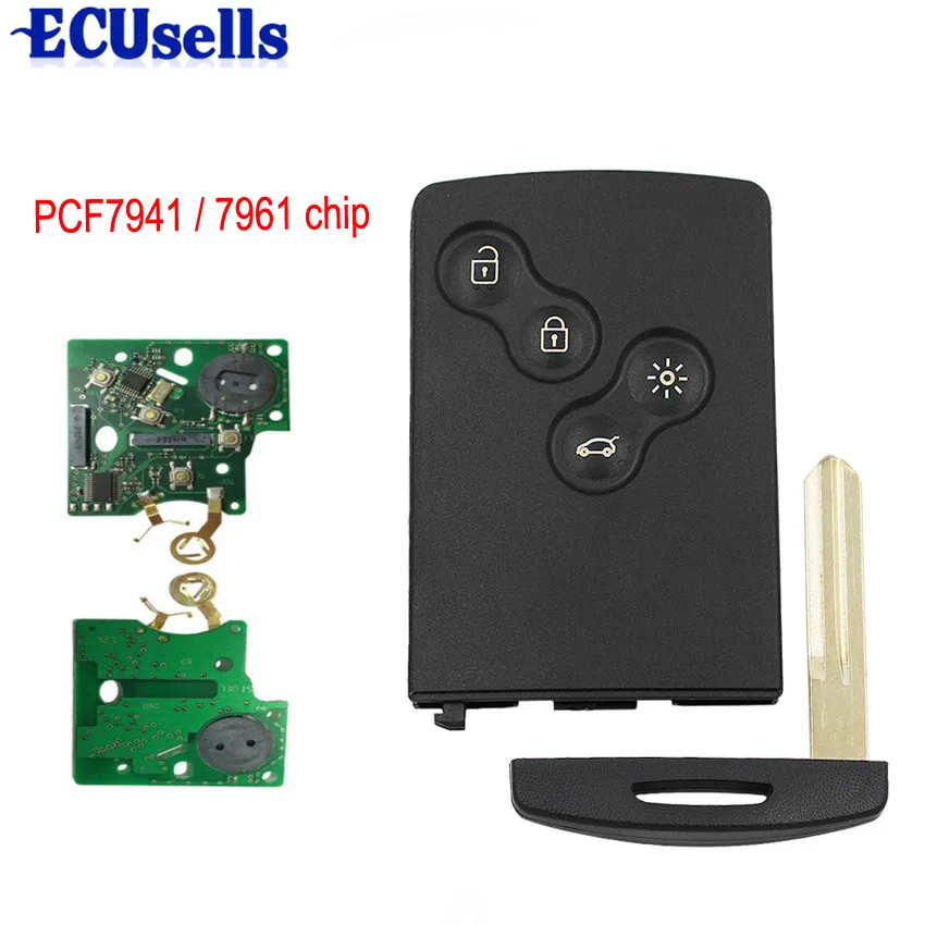 

Smart Remote Key Fob 4 Button 433Mhz PCF7941 PCF7961 Chip for Renault Megane 2009-2014