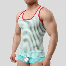 Эротическое белье, майка для мужчин, мужские трусы без рукавов, дышащая полосатая Мужская майка, бренд Soutong