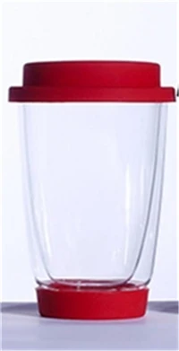 Путешествия Портативный предотвращающие ожоги Bodum стеклянный, с двойными стенками Кофе чашка с Чехол из силикагеля офисная кружка для молока на завтрак крышкой - Цвет: Красный