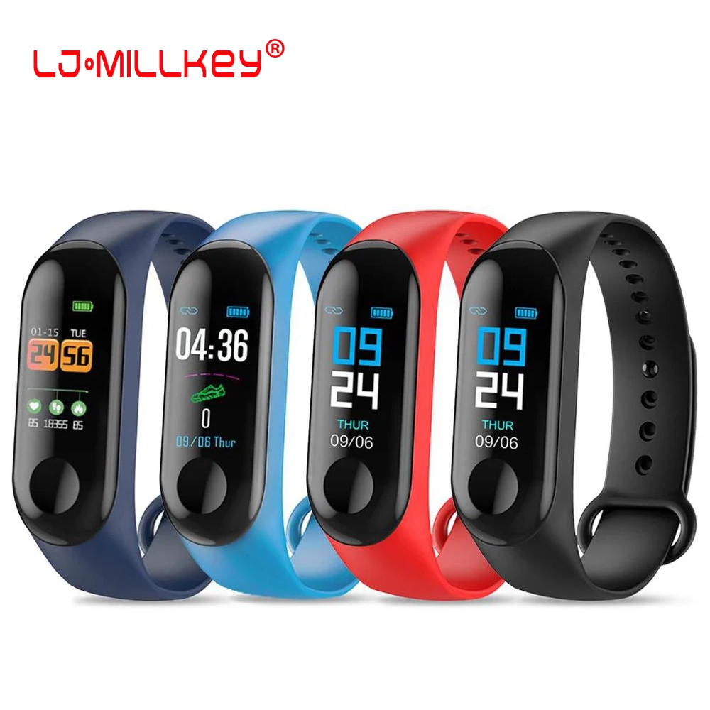 

M3 Smart Bracelet Band Fitness Tracker Heart Rate Blood Pressure Messages Reminder Color Screen Waterproof Sport Wristband