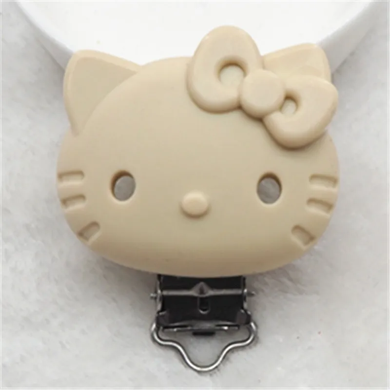 Chengkai 10 шт. силиконовые hello kitty грызунок с котом зажимы DIY Детские пустышки пустышка животное пустышка для младенца игрушка цепи клипсы BPA бесплатно - Цвет: Navajo White