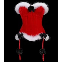 Женский Рождественский корсет, сексуальное красное нижнее белье, бюстье, корсет с бантом, Рождественский праздничный костюм на шнуровке