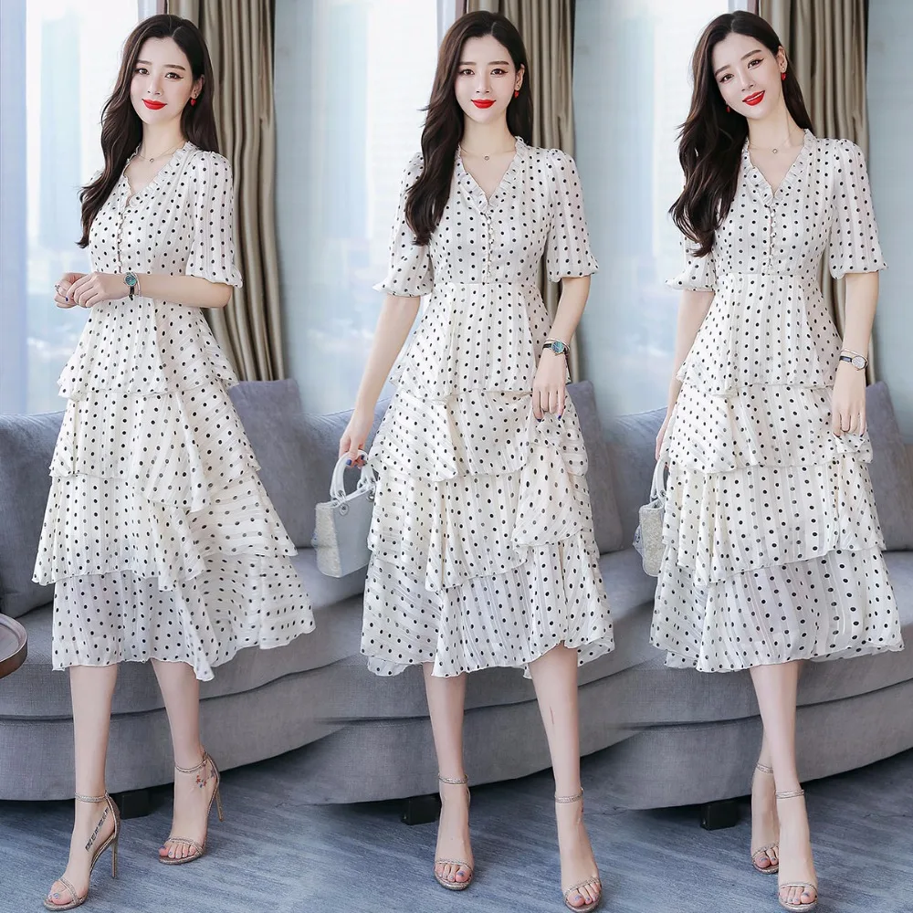 

High quality women 2019 summer slim office dresses large plus 3XL size chiffon clothing YRX1915
