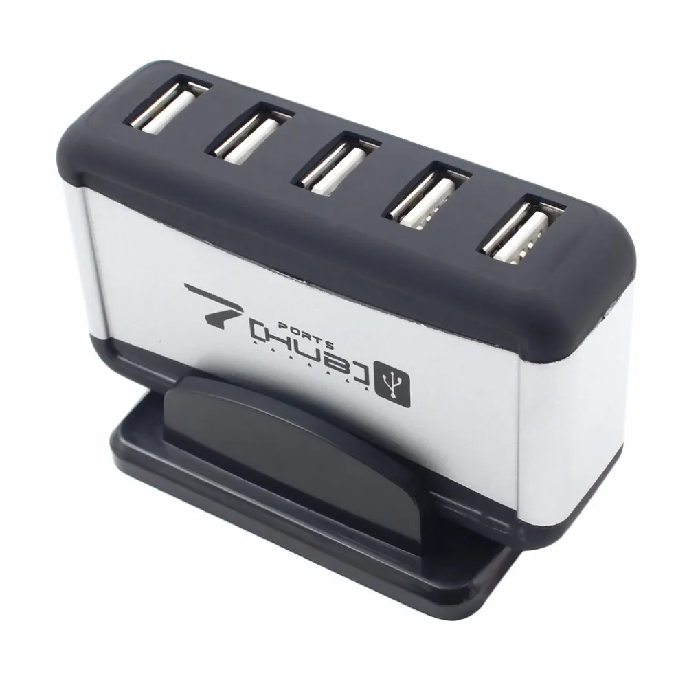 Portable 7 Port USB 2.0 HUB High Speed USB Splitter with AC Power