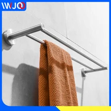 Towel Bar Brushed Stainless Steel Towel Holder Wall Mounted Towel Rack Hanger Holder Clothes Storage Shelf Bathroom Accessories vehhe bathroom shelf wall mounted hooks towel rack clothes hat holder kitchen storage adjustable suction cap hanger tools