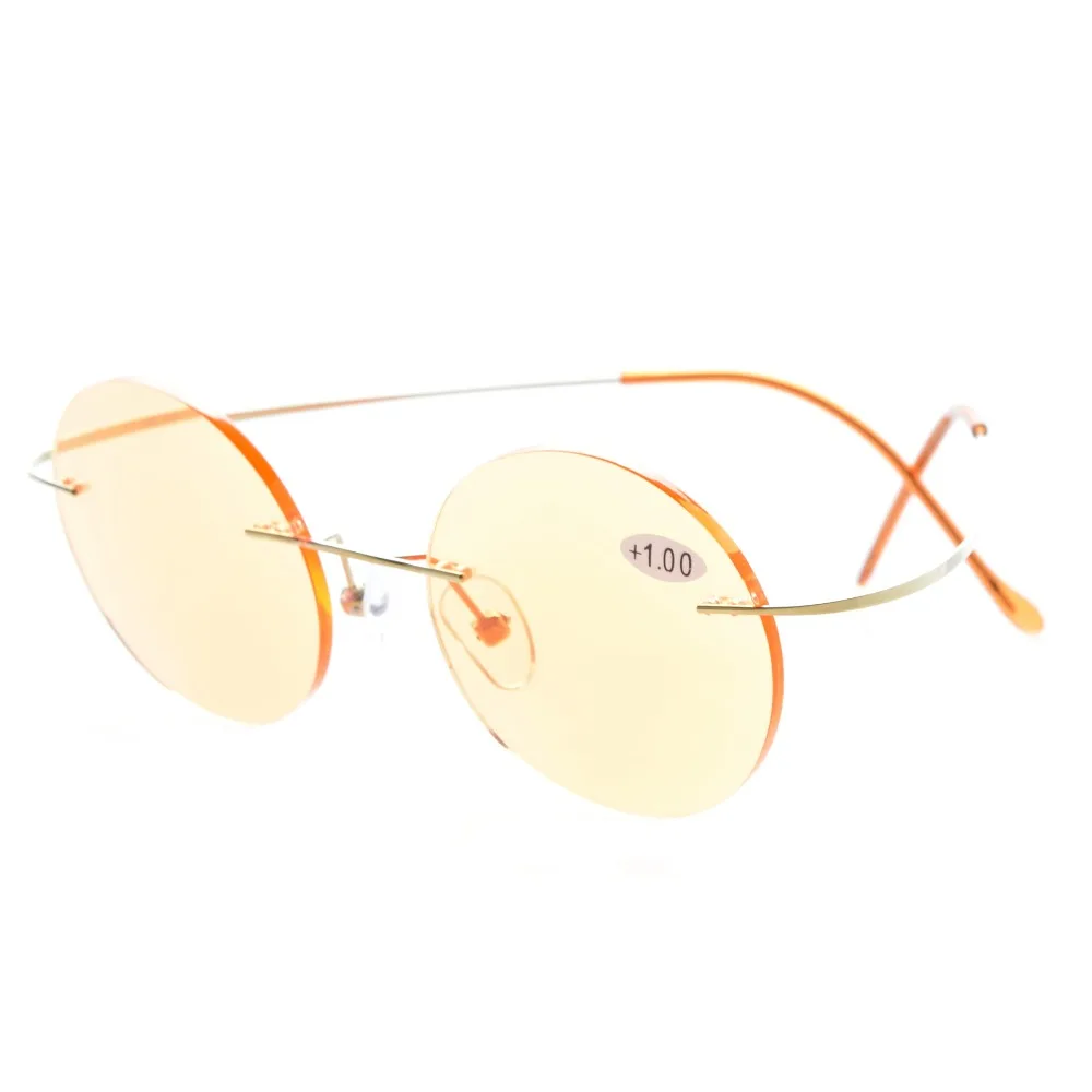 Eyekepper CG15026 Titanium Rimless Round Orange Тонированные Линзы Компьютер Очки Для Чтения Круг Читателей