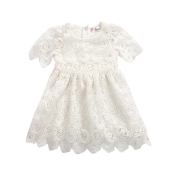 

White Dress 2018 Summer Newborn Baby Girls Lace Floral Princess Dresses Formal Pageant Party Vestido Baby Clothes 0-24M