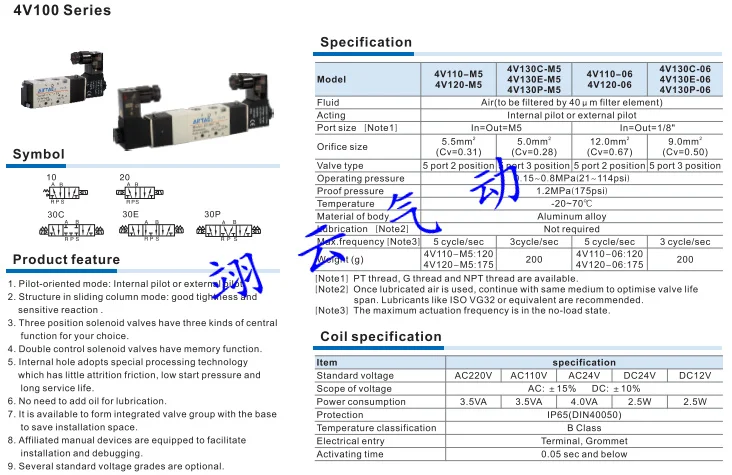 4V120-06 пневматические компоненты AIRTAC 5 способ 2 положения электромагнитный клапан один год гарантии