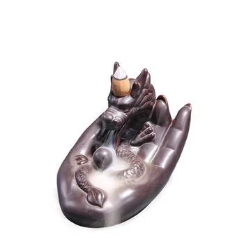 

Ceramic Dragon Backflow Incense Burner Smoke Backform Cones Incense Censer Holder Home Living Room Teahouse Office Decoration