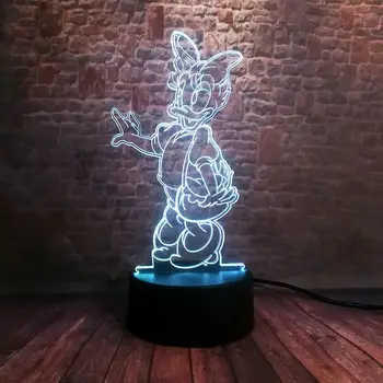 

Luminous Daisy Duck Anime Figure 3D Illusion Lamp LED 7 Colorful Change Light Mickey Family Cartoon Model Toys for Baby