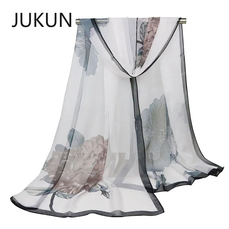 

Womens Summer Breeze Lightweight Sheer Wrap Organza Gauze Scarf Flowers Beach Scarves 6Colors Avialable