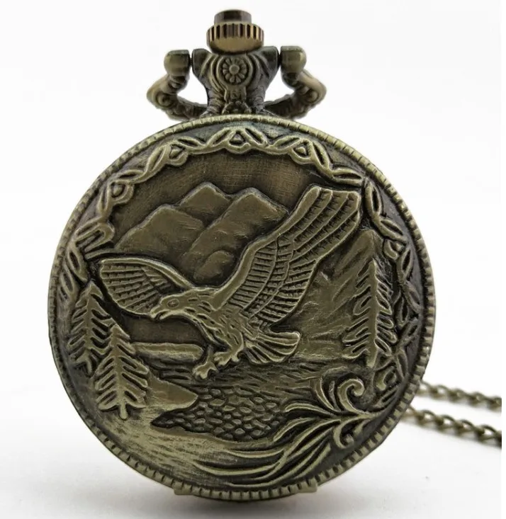 Античный-бронзовый-орел-дизайн-fob-кварцевые-карманные-часы-с-цепочкой-ожерелье-Горячая-Распродажа-кулон-подарок-для-мужчин-женщин-карманные-часы-подарок
