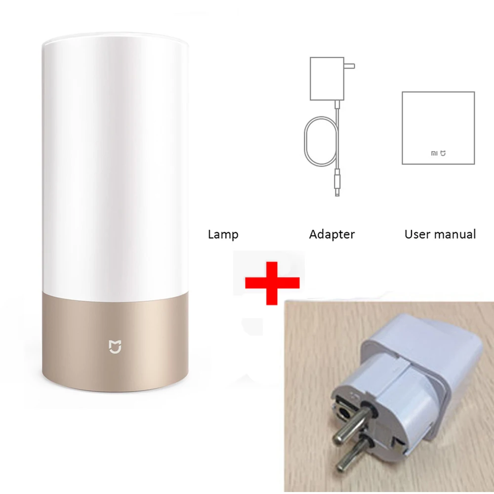 Add EU adpater Xiaomi Mijia умная прикроватная лампа, светильник Bluetooth, WiFi, светодиодный светильник, умный Внутренний Ночной светильник, сенсорное управление, умное управление приложением - Цвет: Add EU adpater