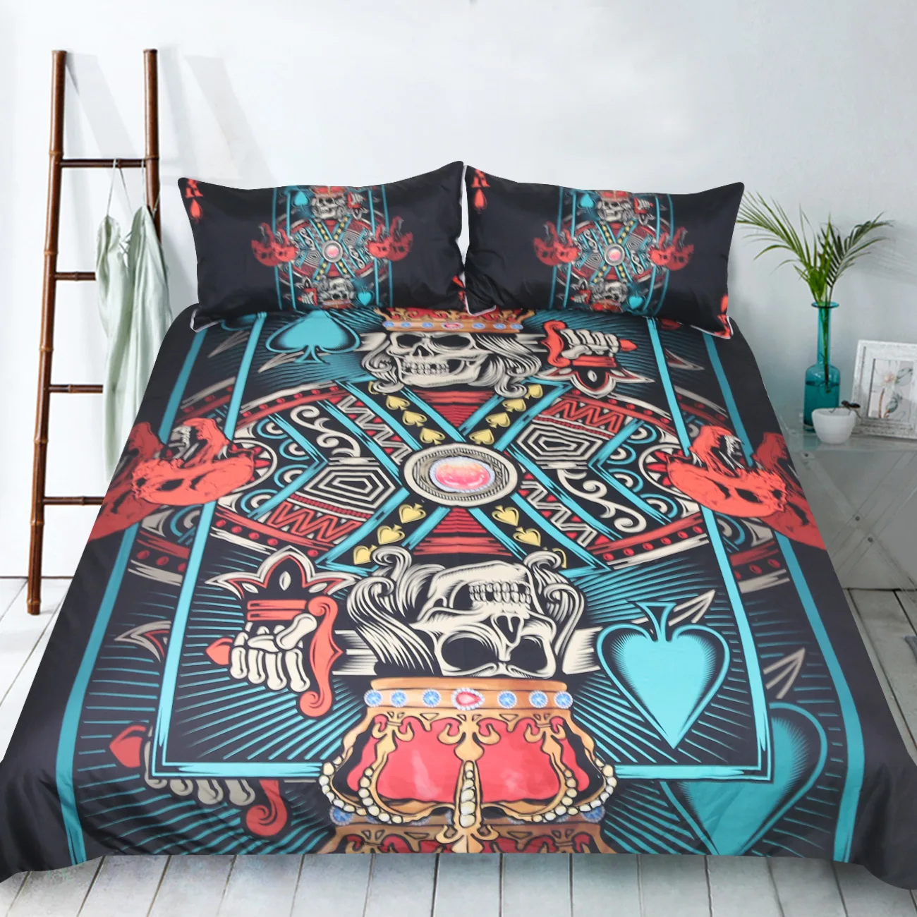 3pcs Cool Fashion Poker Sugar Skull King Bedding Set 3d Print Punk