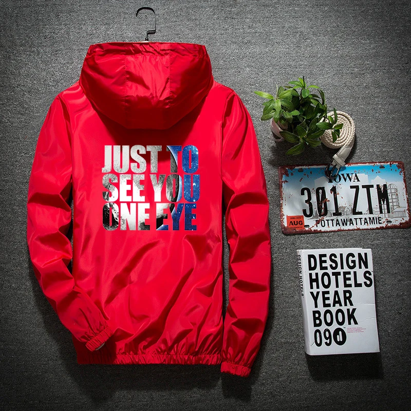 Jacket men's windbreaker 2019 Spring fashion jacket Men's hat leisure jacket Print just to see you Men's coat thin jacket M-4XL Jacket men's windbreaker 2019 Spring fashion jacket Men's hat leisure jacket Print just to see you Men's coat thin jacket M-4XL