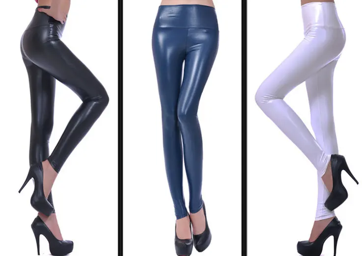 2016 Autumn winter Women legging skinny PU leather pencil
