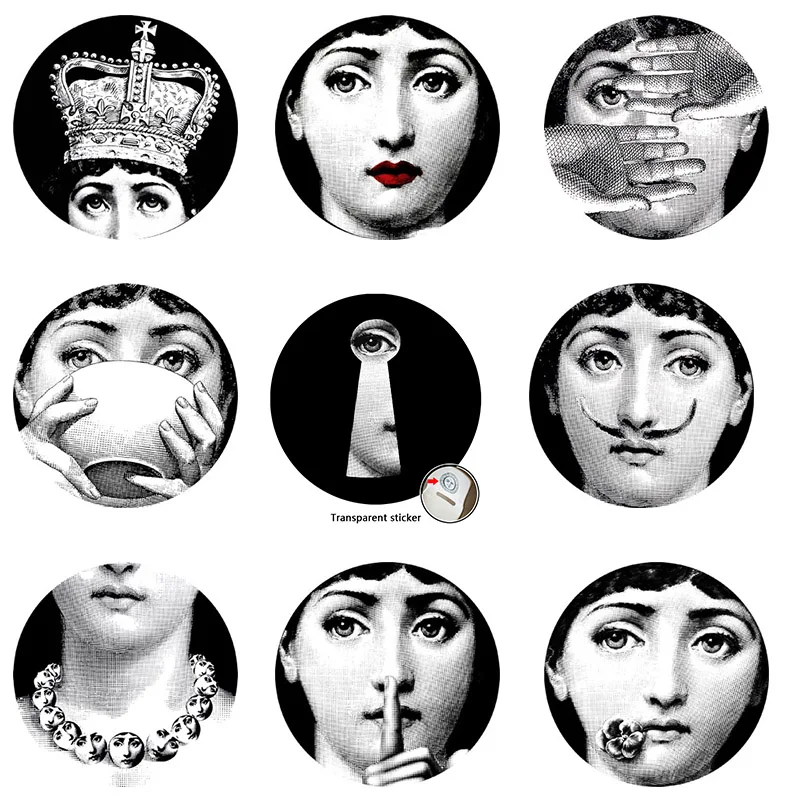

2017 Fornasetti Wallpaper Designer 9Pcs Milan Transparent Stickers For Decoration Living Room Five Size To Shoose