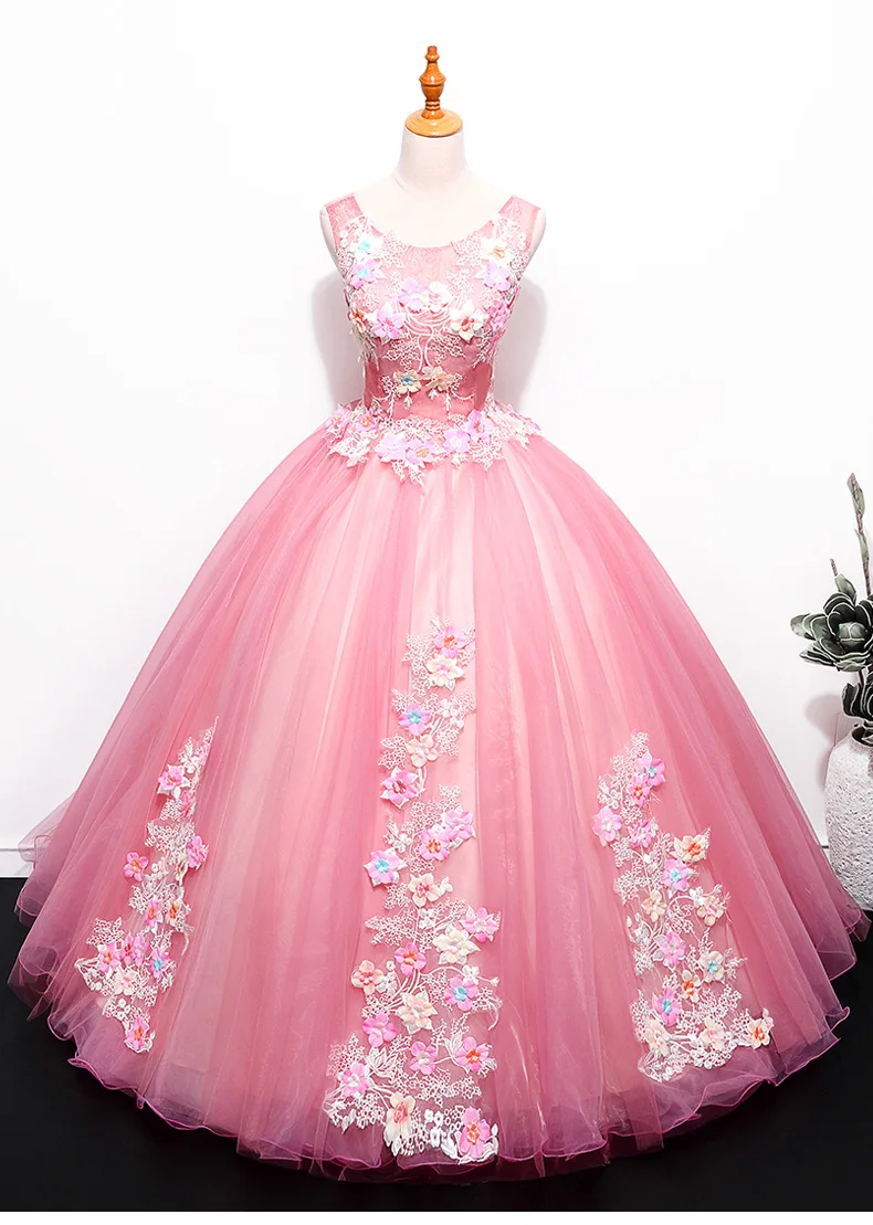 Розовое Бальное платье кружевное бальное платье 15 сладкое 16 Пышное Бальное платье бальное платье для выпускного вечера 15 лет бальное платье sukienka