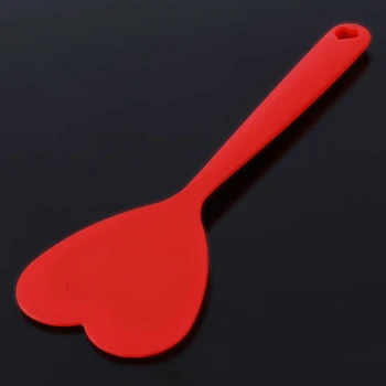 

New Creative Silicone Heat Resistant Cooking Utensil Red Heart Shape Turners Fried Steak Spatula Lovely Kitchen Accessories/Tool