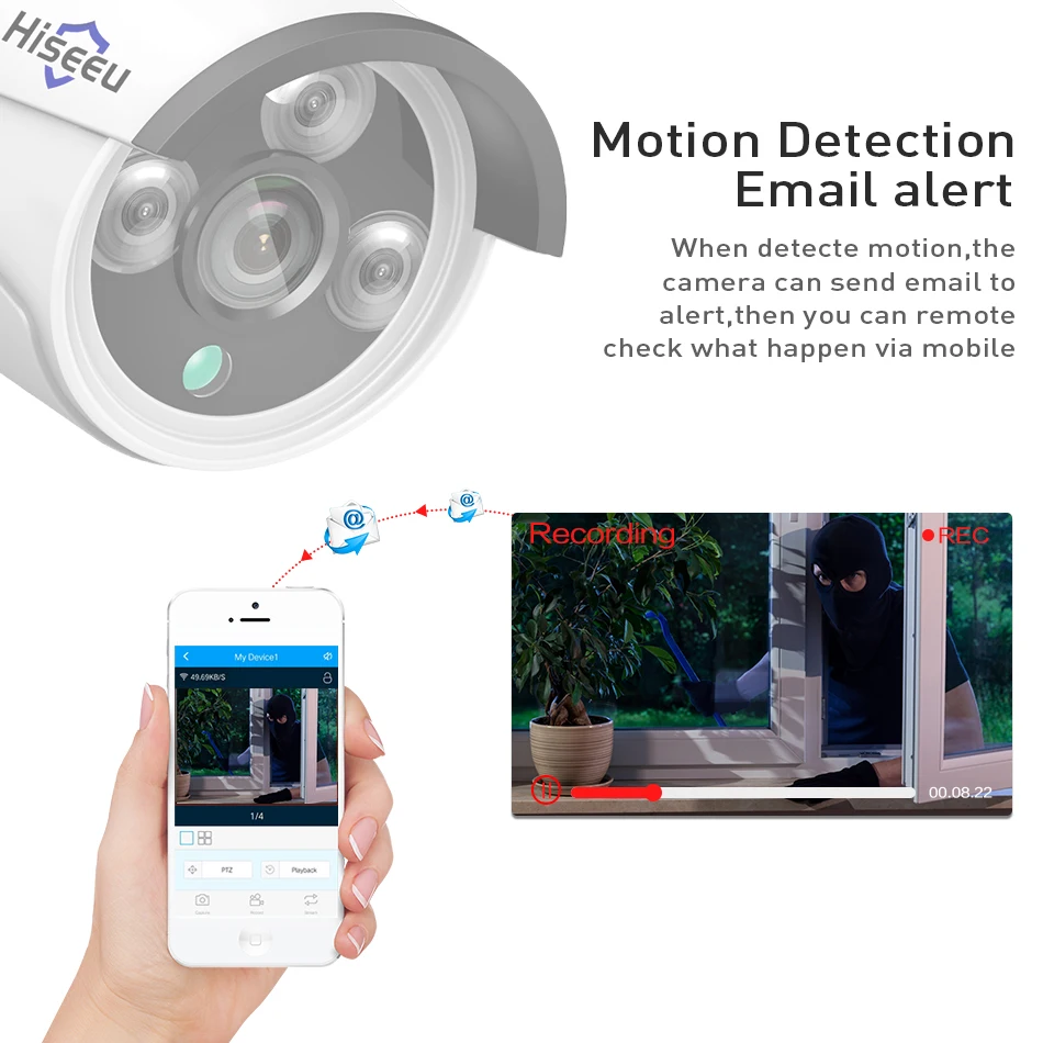 Hiseeu HD 1080P Беспроводная система видеонаблюдения 2 м 8ch Wi Fi NVR комплект наружного ИК
