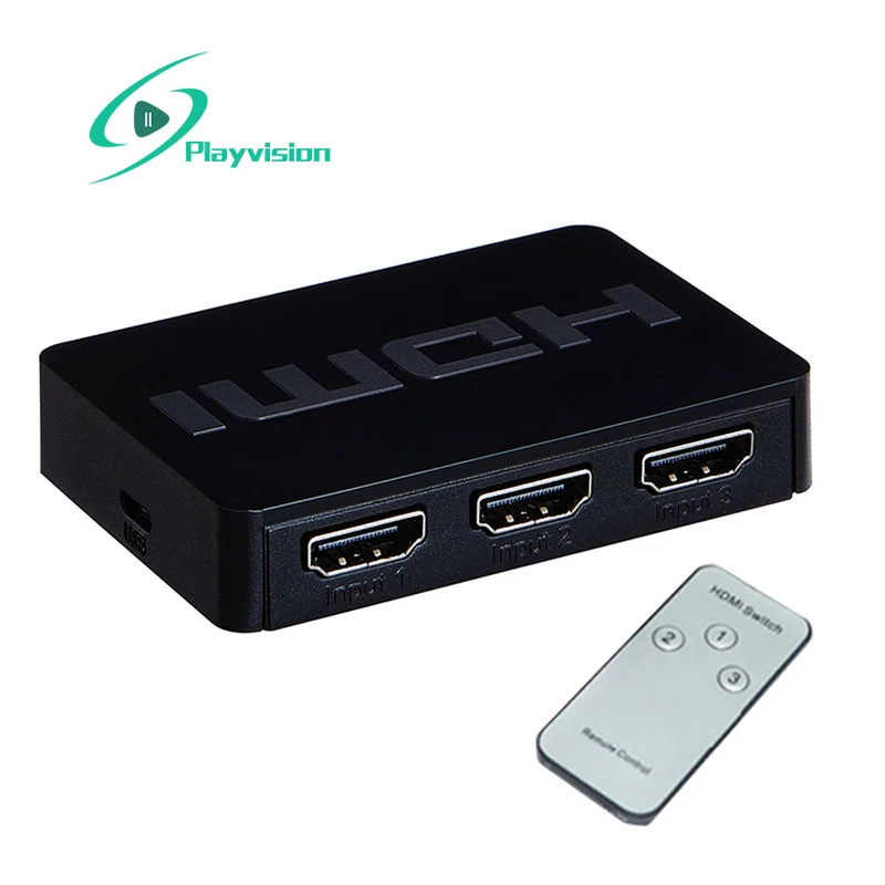 online Playvision 3X1 Mini Hdmi Switch 3 Port Hub Caixa de Interruptor Automático 3 em 1 Suporte Hdmi 1.4 3D 1080 P Ir Controle