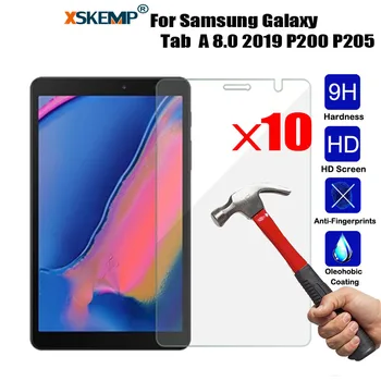 

XSKEMP 10Pcs/Lot Wholesale 9H Tempered Glass For Samsung Galaxy Tab A 8.0 2019 P200 P205 Tablet Screen Protector Film Protective