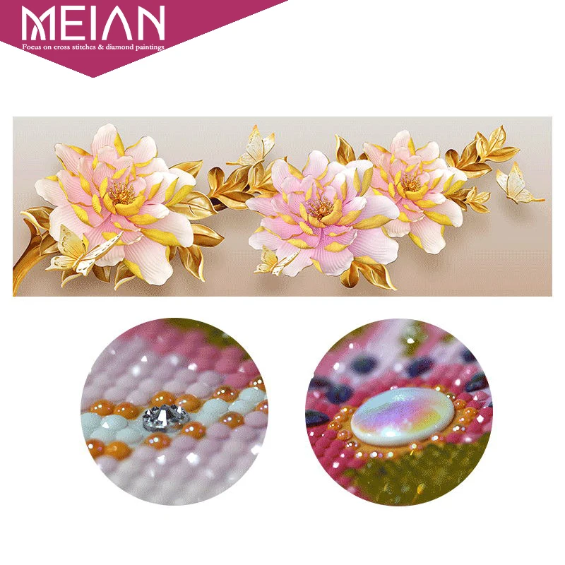 

Meian,Special,Diamond Embroidery,Full,DIY,Diamond Painting "Peony Flowers",Cross Stitch,Diamond Mosaic,Bead Picture,Home Decor