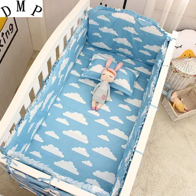 

Promotion! 6pcs Cartoon Crib Baby Bedding Set Soft Baby Sheet ,Comfortable Bed Linen (bumpers+sheet+pillow cover)