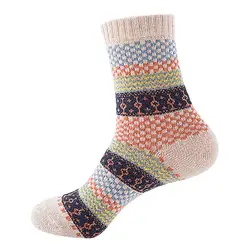 Осень Зима Ретро узор кролик шерстяные носки для женщин утолщаются теплые термальность дизайн хлопок носки 2017