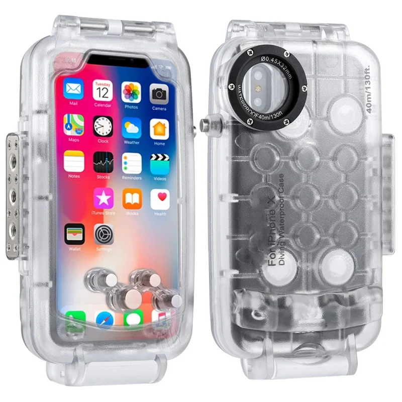 

40m/130ft Professional Waterproof Diving Protective Housing Photo Video Underwater Cover Case For iPhone 7 8Plus