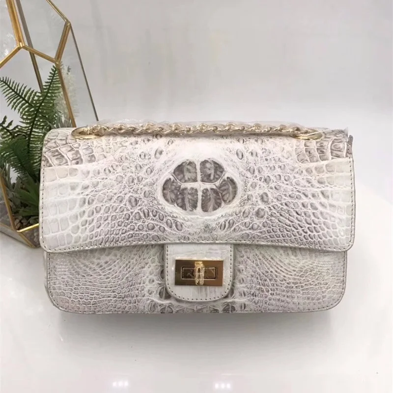 0 : Buy Luxury Designer Genuine Crocodile Skin Lady White Purse Single Crossbody ...