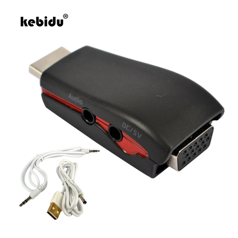 

kebidu HDMI to VGA Adapter with Audio Cable Power Male To Female 1080p HDMI to VGA Converter For PC/TV/for Xbox 360 for PS3