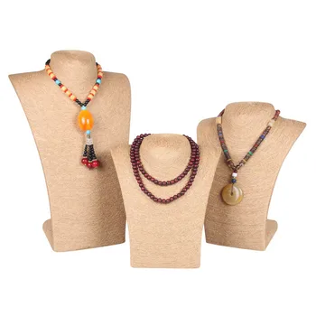 

3pcs/set Hemp Rope PVC Portrait Handcraft Jewelry Stand Holder Rack Chest Model High Quality Jewelry Display 2007 New Arrival