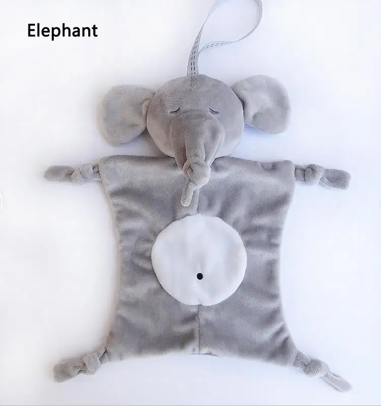 Успокаивающее плюшевое полотенце для новорожденного, для сна, плюшевый нагрудник, игрушки, мягкая пустышка, полотенце, Мультяшные животные, плюшевые игрушки - Цвет: Elephant