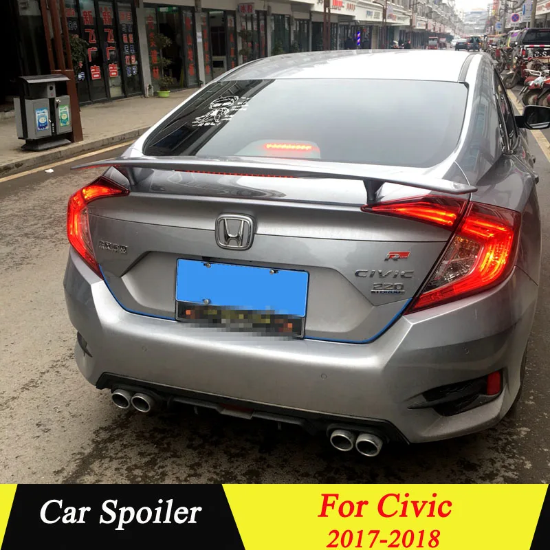 

For Honda Civic 2017 2018 Rear Trunk Spoiler High Quality ABS Material Primer Color Car Tail Wing Decoration For Civic 10th