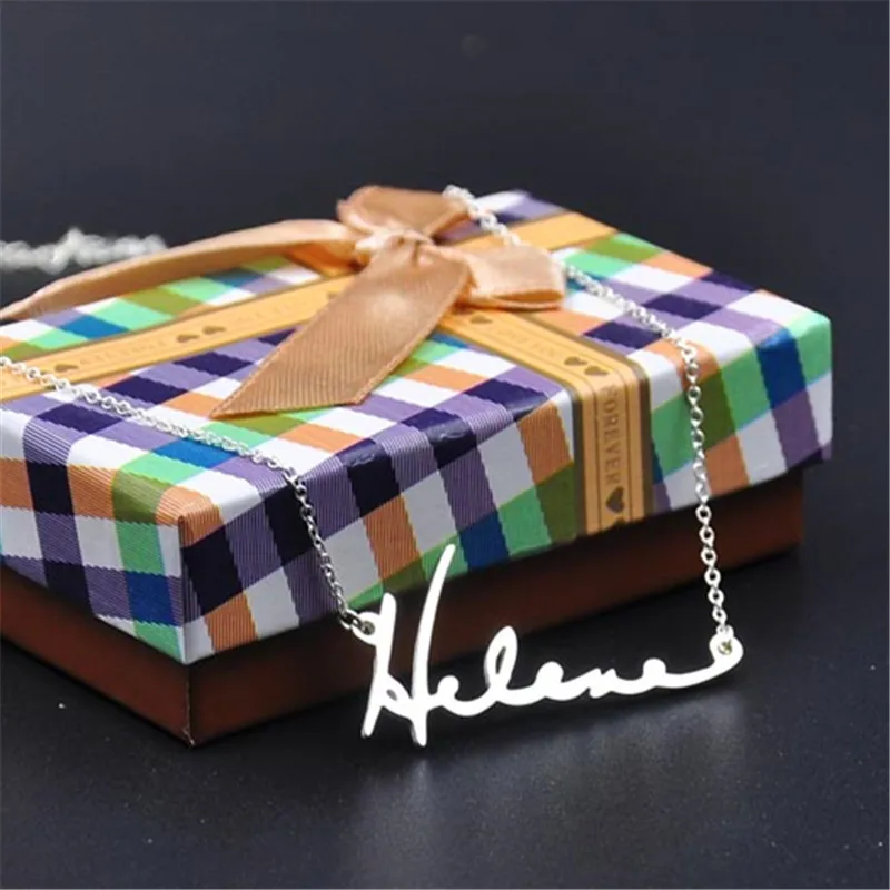 

Solid Silver Cut Out Signature Name Necklace Custom Name Necklace Personalized Memory Jewelry