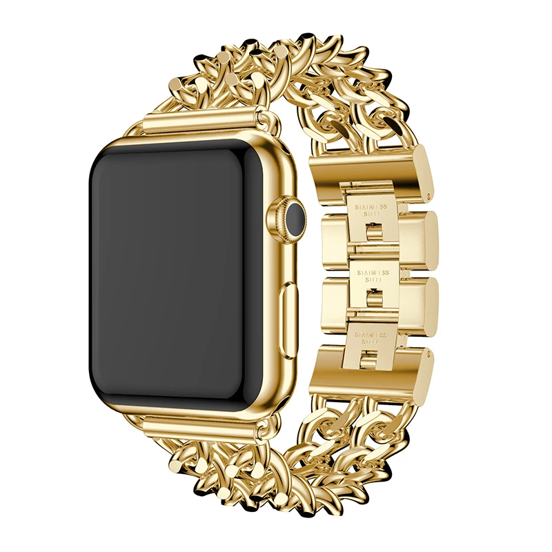 Ремешок для Apple Watch 38 мм 42 мм с ремешком из легированной стали для iWatch Band Series 1 2 3 4 5 40 мм 44 мм браслет-цепочка стиль золотой
