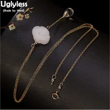 Uglyless Настоящее натуральное Нефритовое ожерелье с облаками для женщин каплевидный кристалл подвески с цепями 14k золото ювелирные изделия этнические
