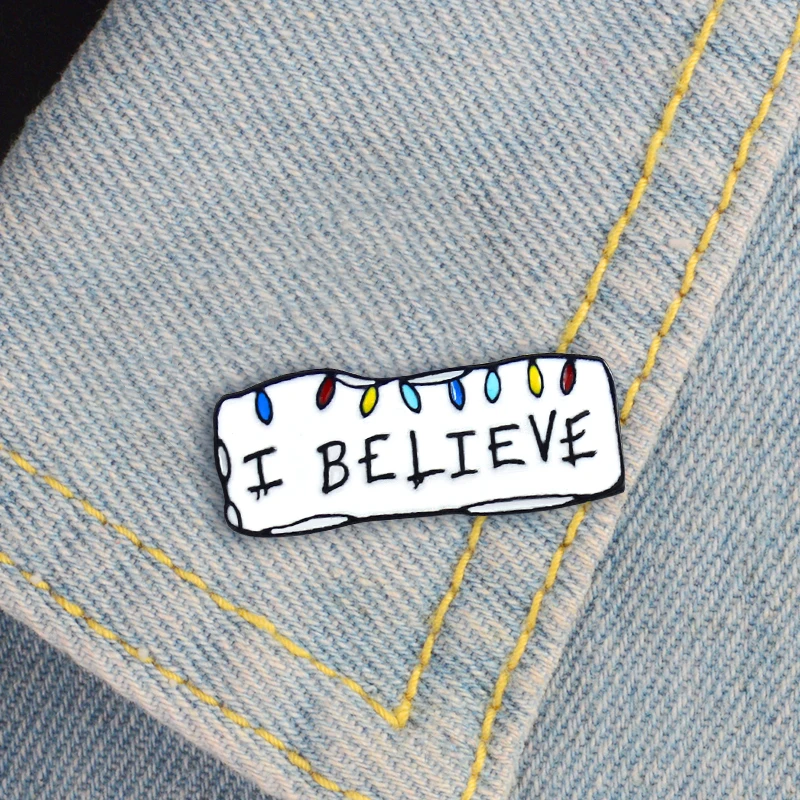 

"I believe" color bulb shape simple fashion brooch unique clothes hat badge jewelry family friends children with gifts