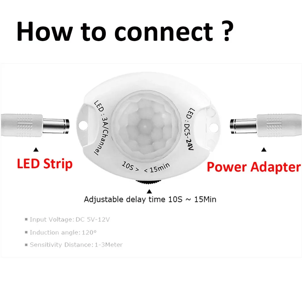 PIR Сенсор Управление светодиодный переключатель аксессуары для подключения светодиодной ленты движения Сенсор обнаружения DC 12 V 5 V-24 V Светодиодная лента лампа коммутатора/разъем