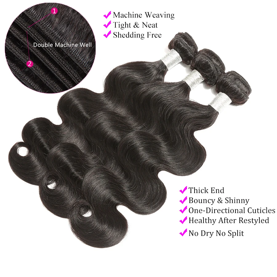Body Wave Bundles With 360 Lace Closure Indian Human Hair Bundles with 360 Frontal Remy Human Hair 3 Bundles With Closure ALIPOP (4)