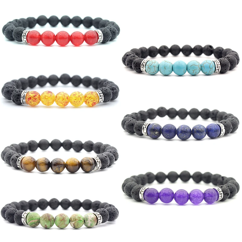 

Lava Rock Stone Essential Oil Anxiety Diffuser Bracelet Unisex with 8mm beaded Meditation Relax Healing,Aromatherapy