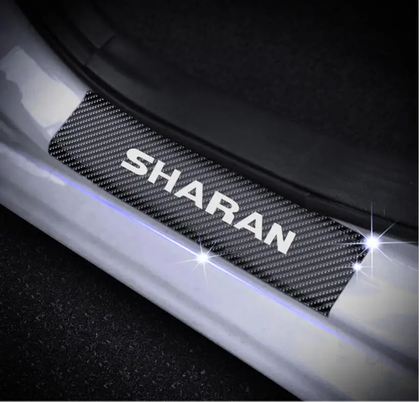 Для VW Sharan автомобильные аксессуары протектор порога 4D углеродного волокна виниловая накладка стикер на дверь автомобиля 4 шт - Название цвета: Белый