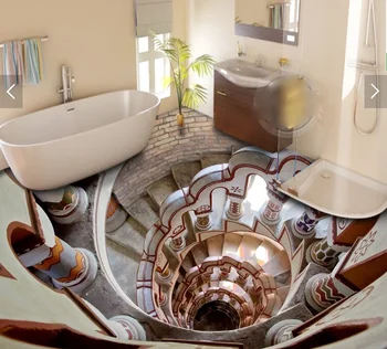 

3 d flooring custom waterproof Stair armrest down channel 3d bathroom photo Adornment 3d wall murals wallpaper for walls 3 d